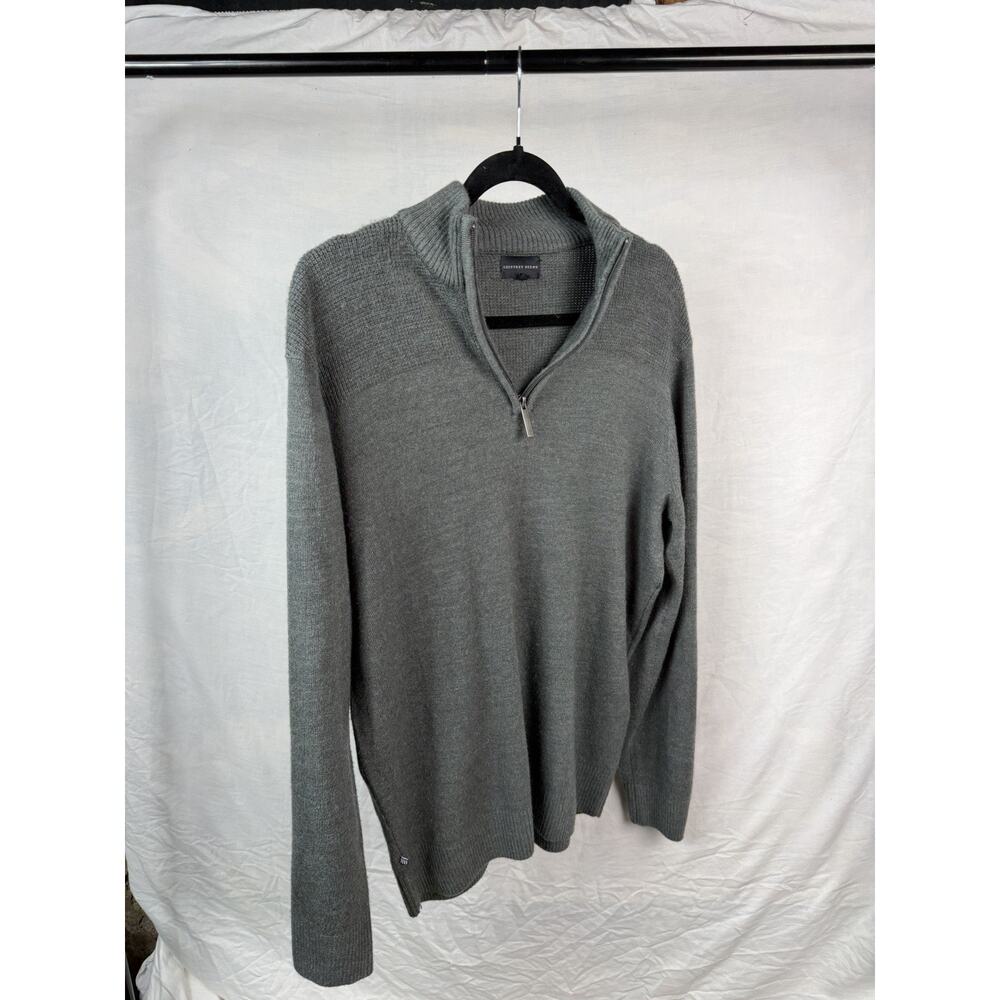 Geoffrey Beene Men’s Quarter Zip Sweater Medium Gray Graphite Heather Pullover